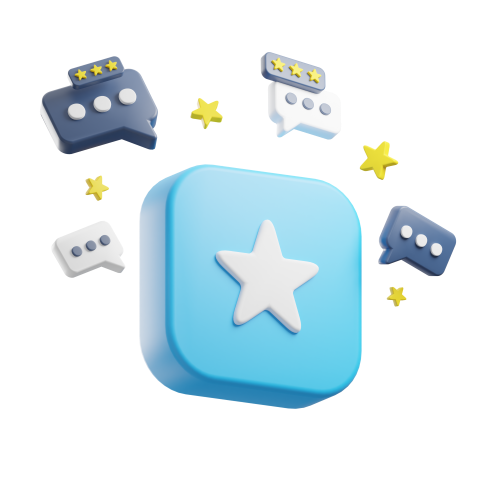 social media managment graphic design icon, blue with elements flying around