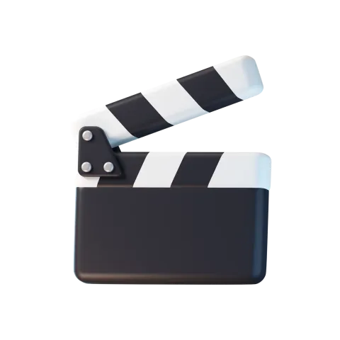 a 3d clapper board used by videographers